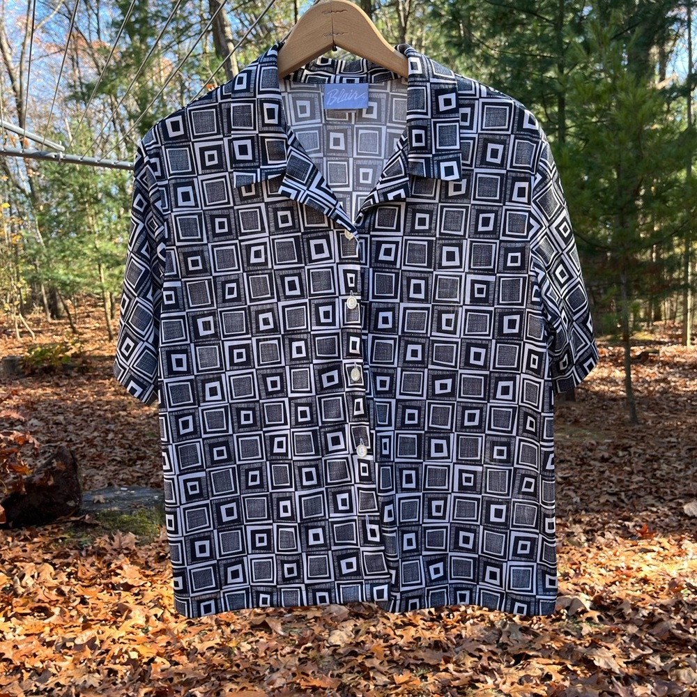 90s Patterned Button-Up Shirt - image 1